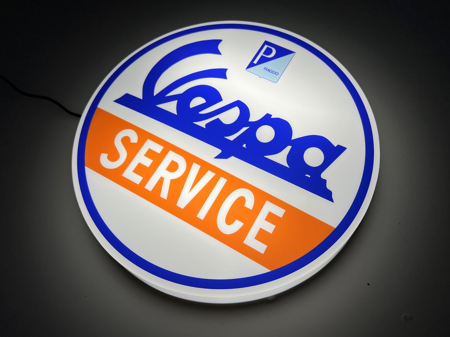 Vespa Service Round Illuminated Logo Sign #B66