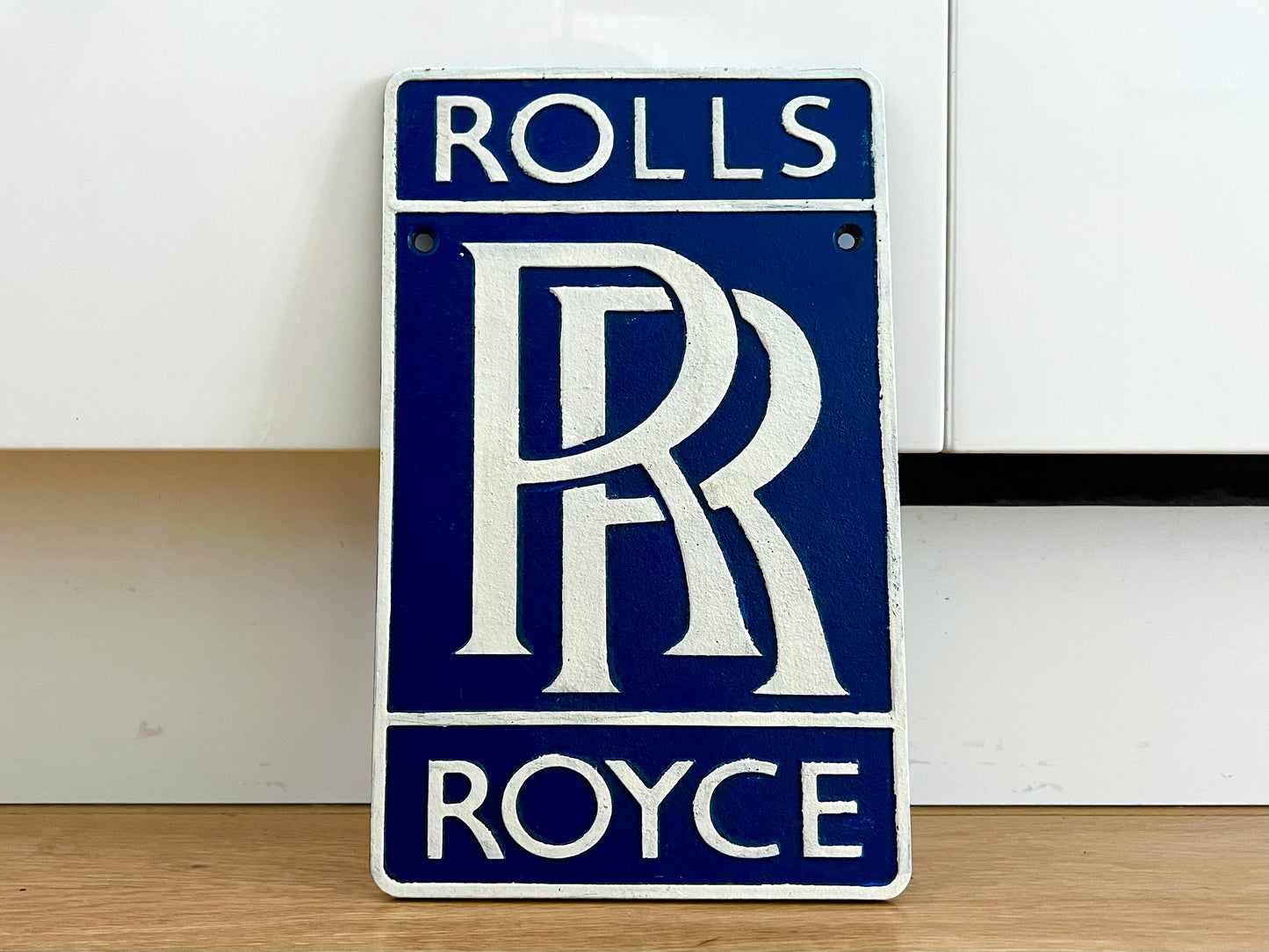 Rolls Royce Blue Metal Logo Sign #A96
