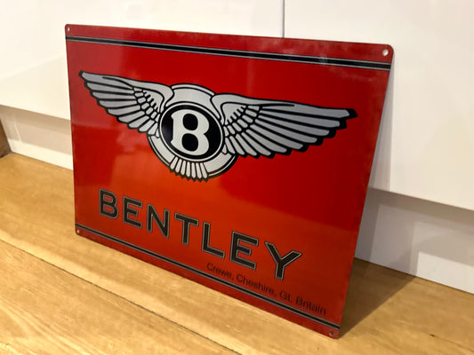 Bentley Red Metal Plaque Sign #A11