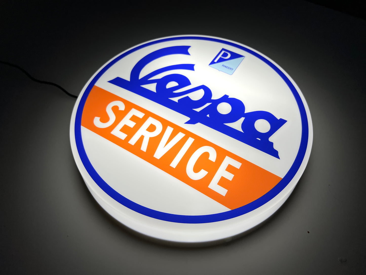 Vespa Service Round Illuminated Logo Sign #B66