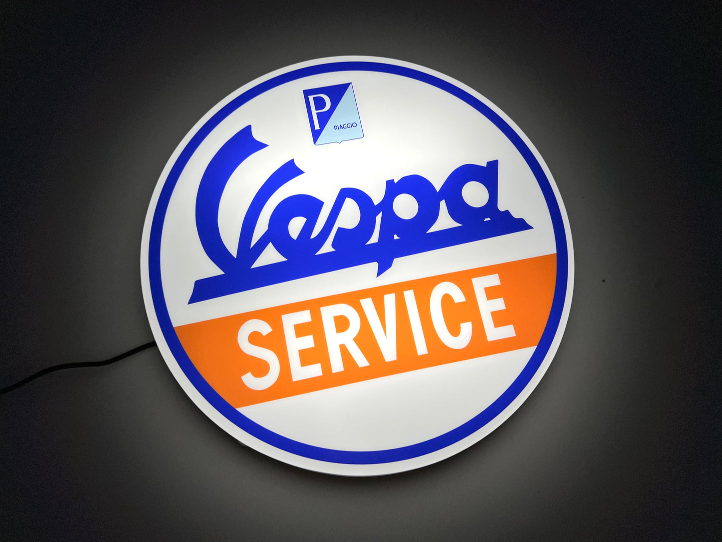 Vespa Service Round Illuminated Logo Sign #B66