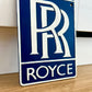 Rolls Royce Blue Metal Logo Sign #A96