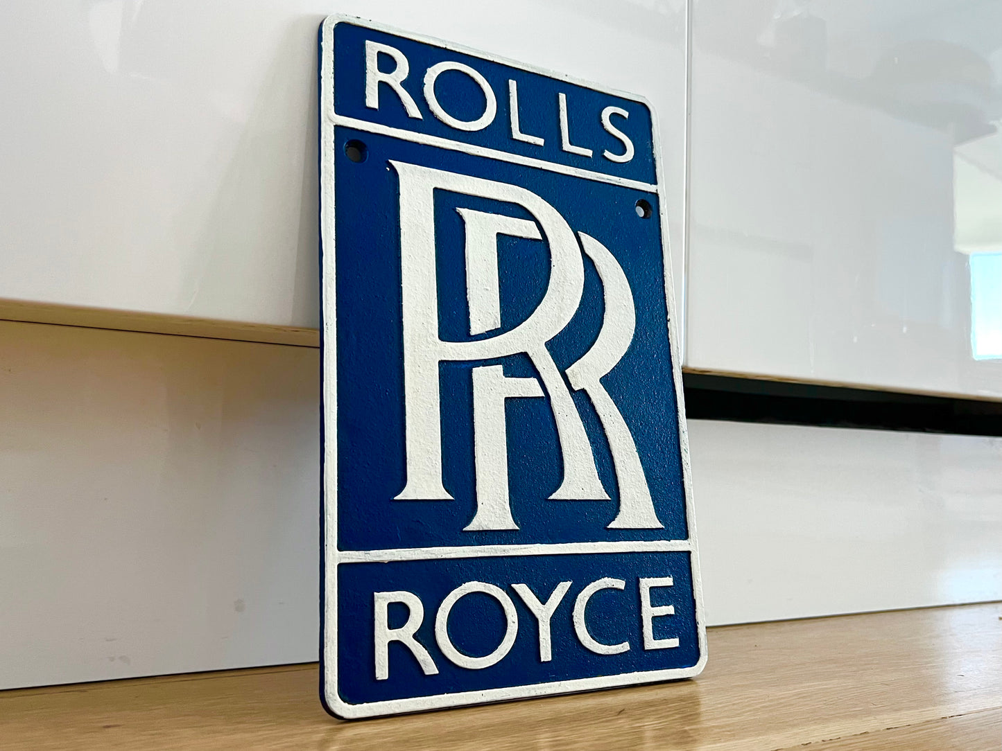 Rolls Royce Blue Metal Logo Sign #A96