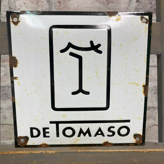 DeTomaso Vintage Enamel Metal Sign #A115