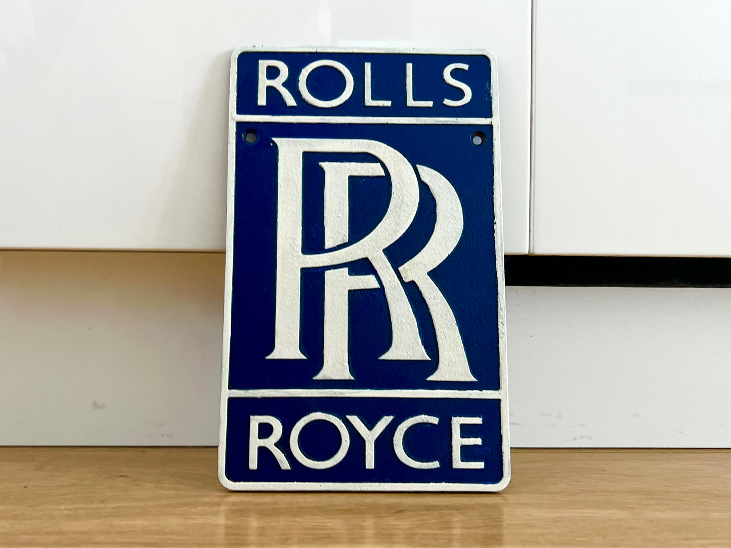 Rolls Royce Blue Metal Logo Sign #A96