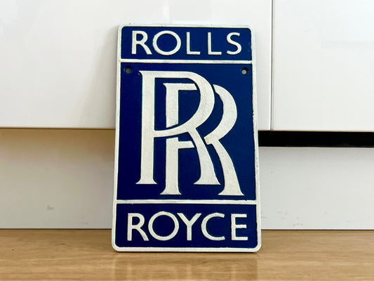 Rolls Royce Blue Metal Logo Sign #A96