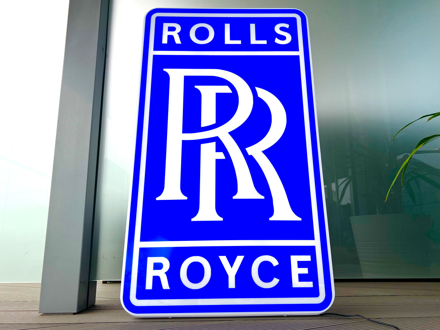 Rolls Royce Blue Illuminated Logo Sign #B60