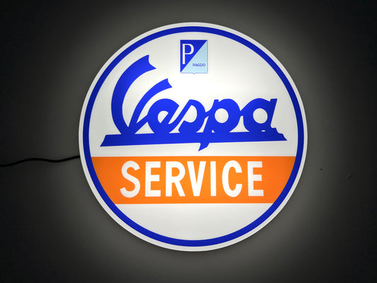 Vespa Service Round Illuminated Logo Sign #B66