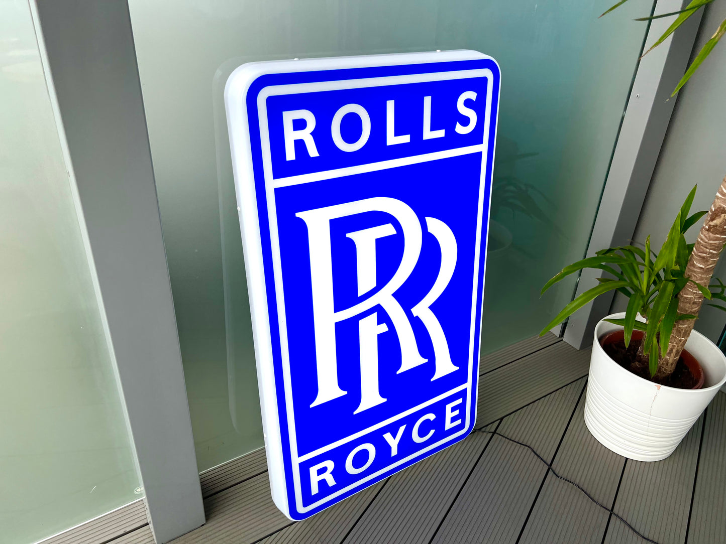 Rolls Royce Blue Illuminated Logo Sign #B60