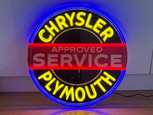 Chrysler Plymouth Neon Sign Approved Service #N142