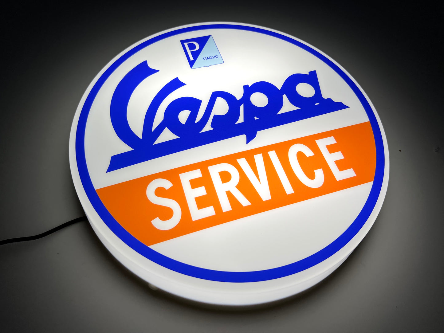 Vespa Service Round Illuminated Logo Sign #B66