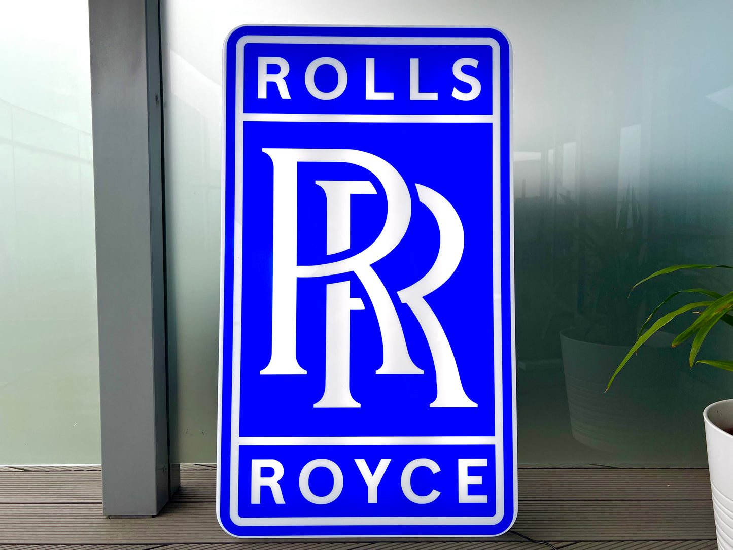 Rolls Royce Blue Illuminated Logo Sign #B60