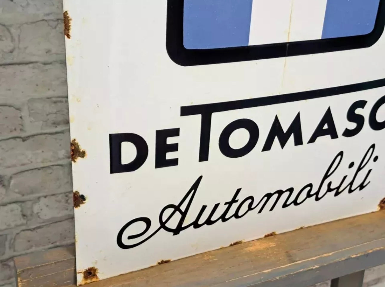DeTomaso Vintage Enamel Metal Sign #A114